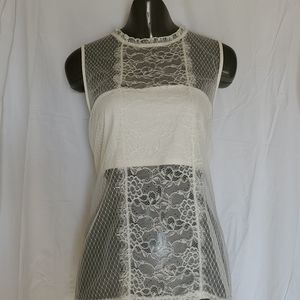 NEW Express Women's White Color Lace Tank Top - Size Large